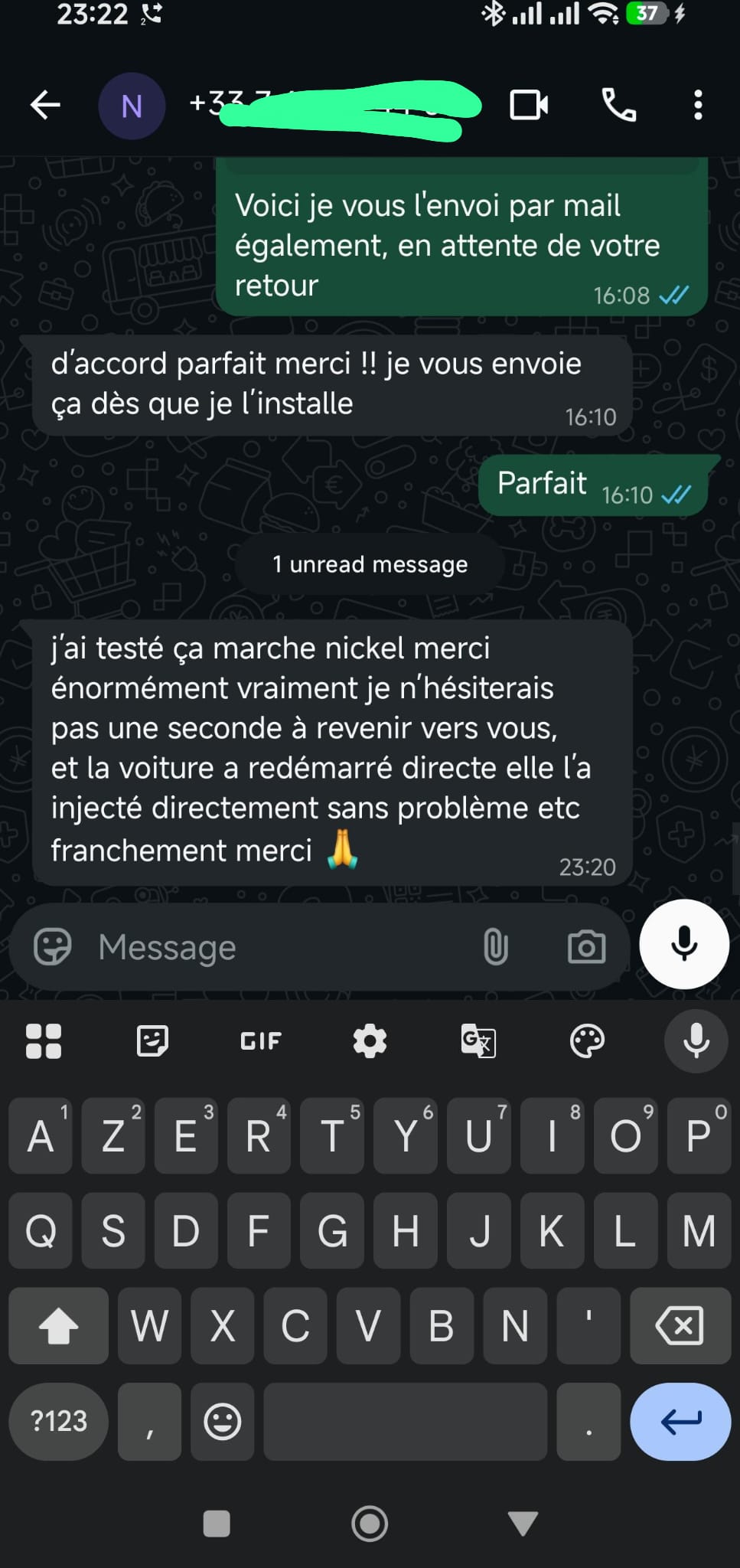 Capture avis client WhatsApp
