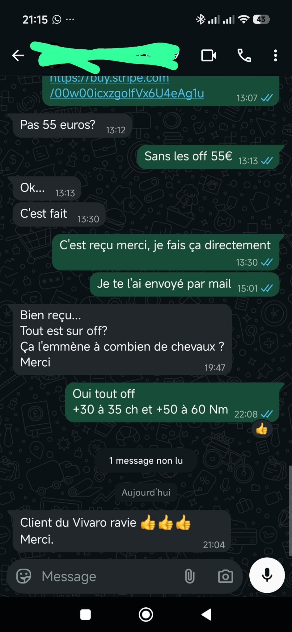 Capture avis client WhatsApp