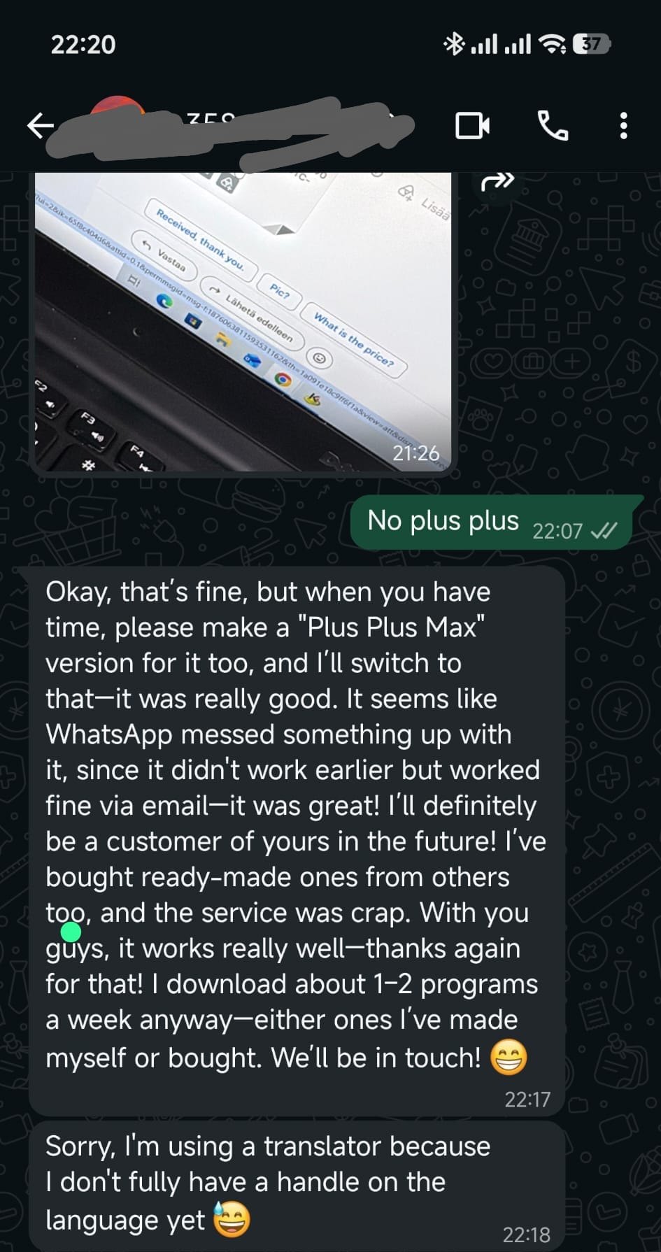 Captura de opinión de cliente en WhatsApp