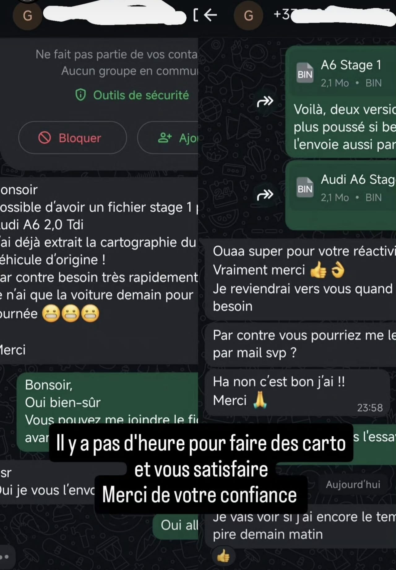 Capture avis client WhatsApp