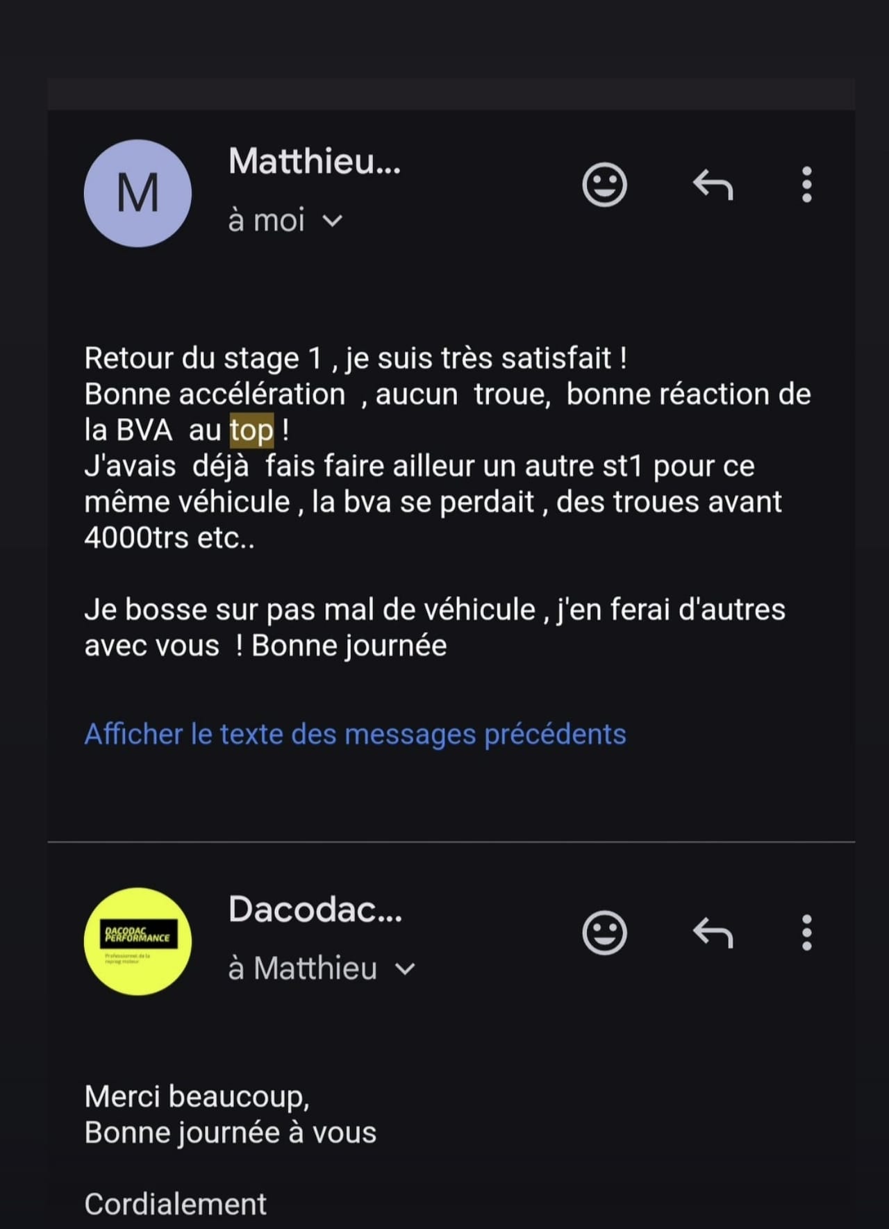 Capture avis client WhatsApp